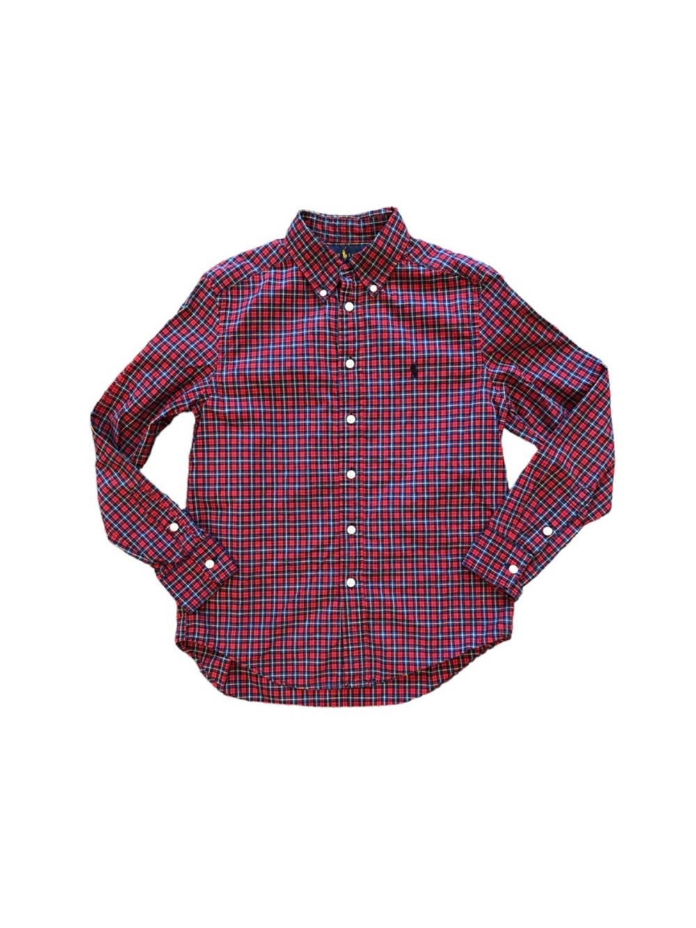 Ralph Lauren Red Plaid Oxford Long Sleeve Button Down Medium 10-12